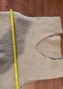 Beige Knit V-Neck Sweater
