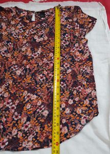 H&amp;M Floral Print Short-Sleeve Blouse, Size 40