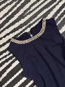 Elegant Navy Blue Embellished Dress