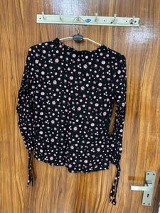 Cute Floral Print Long Sleeve Top