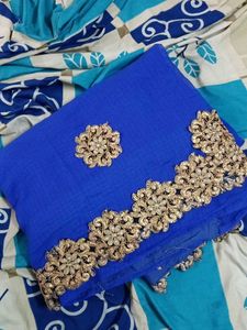 Royal Blue Embellished Saree