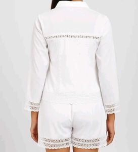 Chic White Lace Detail Co-ord Set