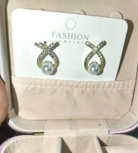 Pearl &amp; Rhinestone Stud Earrings