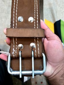 Durable Brown Leather Weightlifting Belt