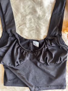 Sleek Black Ruched Crop Top