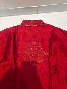 Men's Red Embroidered Kurta Set