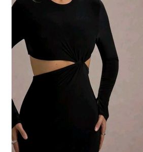 Elegant Black Cut-Out Maxi Dress