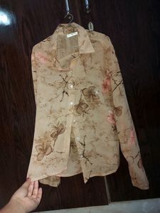 PURYS beige Beautiful Floral Printed Top