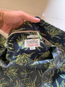 Men's Blue Tropical Print Short Sleeve Shirt