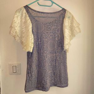 Y2K Cute sheer Vintage Lace Printed Top fairycore