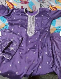 Purple Embroidered Kurta Set