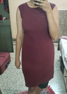 Burgundy Sleeveless Shift Dress