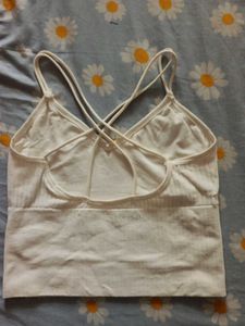 White Ribbed Criss-Cross Tank Top