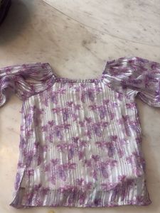 Sheer Floral Puff Sleeve Top