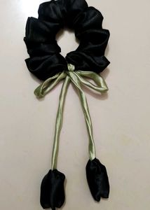 Elegant Black Scrunchie with Bow