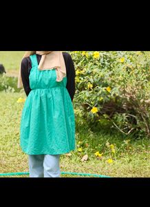 Teal Textured Pinafore Dress
