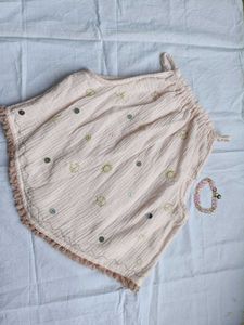 Boho cute crop hapter neck top