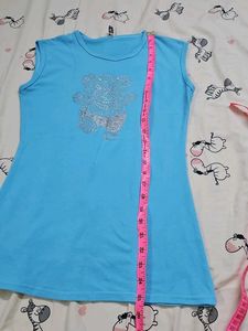 Sparkly Teddy Bear Blue Tank Top