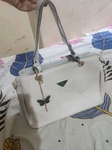 brand new White Handbag with Charm