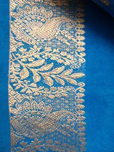 Elegant Blue Saree with Gold Border