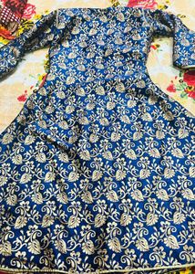 Elegant Blue Brocade Kurta Set