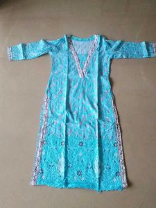 Light Blue Embroidered Kurti
