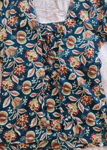 Floral Peplum Kurta with Tassels