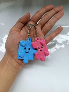 Cute Puzzle Piece Couple Keychains