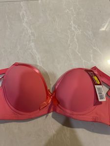 Pink Padded Bra with Bow Detail