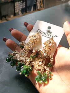 Basuree Green Stone Earrings