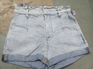 Light Wash Denim High-Waisted Shorts
