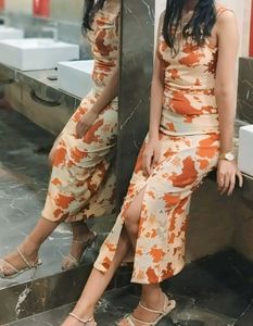 Stylish Abstract Print Midi Dress