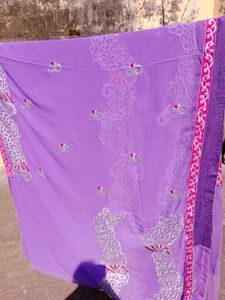 Elegant Purple Saree with Blouse