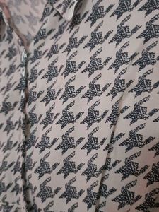 Chic Houndstooth Print Button-Up Top