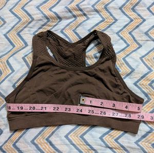 Ribbed Brown Sports Bra