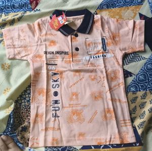 Cute Peach &amp; Navy Polo Shirt