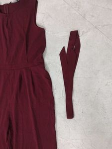 Stylish Maroon Jumpsuit with Belt