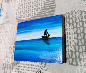 Sailboat Seascape Painting on wood art