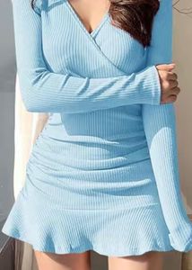 Ribbed Wrap Dress