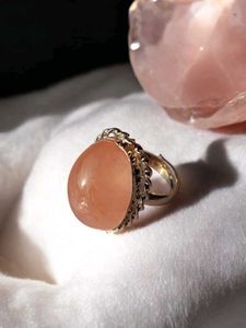 Natural Rose Quartz Crystal Ring