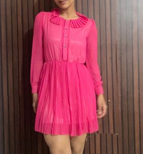 Pink Pleated Mini Dress