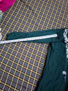 Embroidered Green Cotton Kurta
