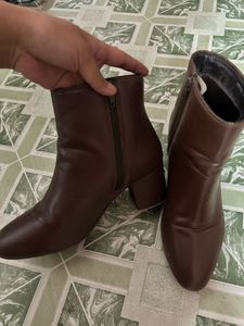 Stylish Brown Block Heel Ankle Boots