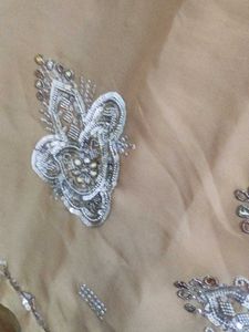 Elegant Beige Sequin Saree