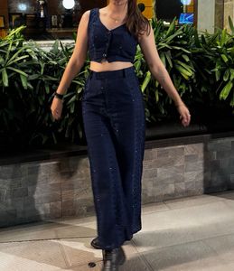 Stylish Navy Blue Co-ord Set