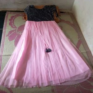 Stunning Sequined Off-Shoulder Pink Gown