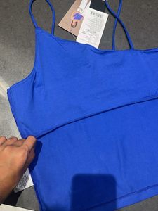 Blue Asymmetrical Tank Top