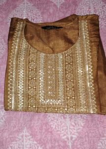 Elegant Brown Embroidered Kurta Set