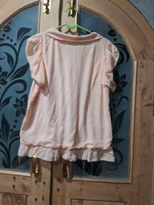 Cute Peach korean top with Collar