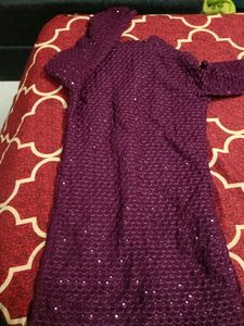 Pretty Wine Colour Sequence Kurta For Kids